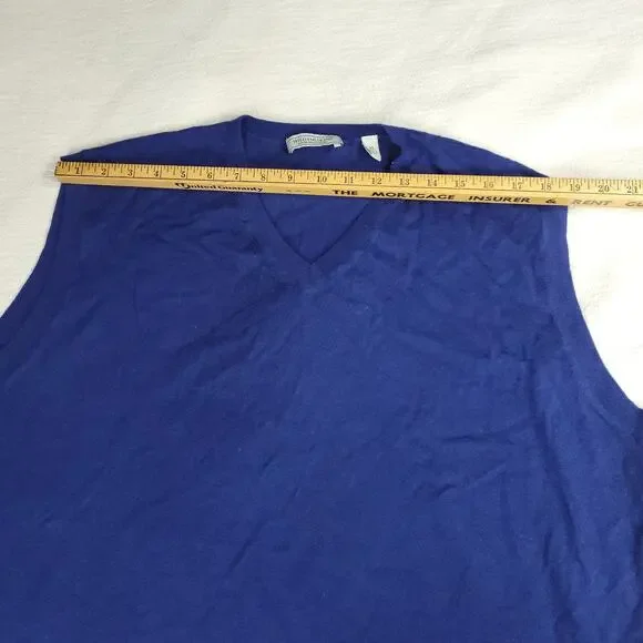 Williams & Kent Sweater Mens XL Blue 100% Cashmere V Neck Sleevless Preppy Work - Picture 5 of 11